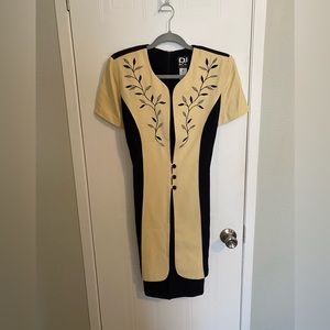 Vintage 90s embroidered pencil dress